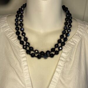 Black Crystals Double Tier Necklace Bling Elegant Holidays Gift